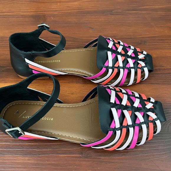 Anthropologie Multicolor Huarache Strap Shoes Size 6 - Picture 4 of 11